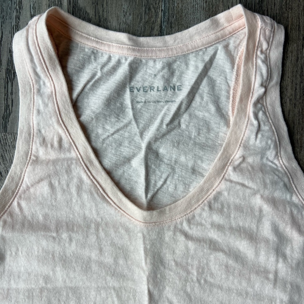 Everlane Top Pink Cotton Tank Top Size Small V Neck Sleeveless Womens - Picture 3 of 7